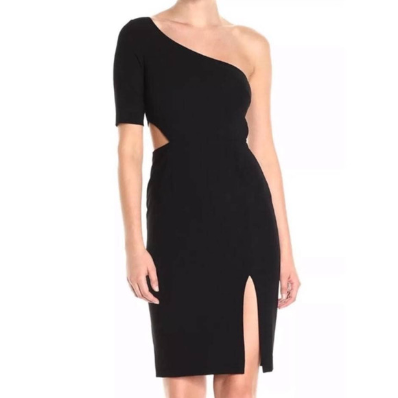Jill Jill Stuart Solid Black One Shoulder Cut Out Sheath Dress Size 6
